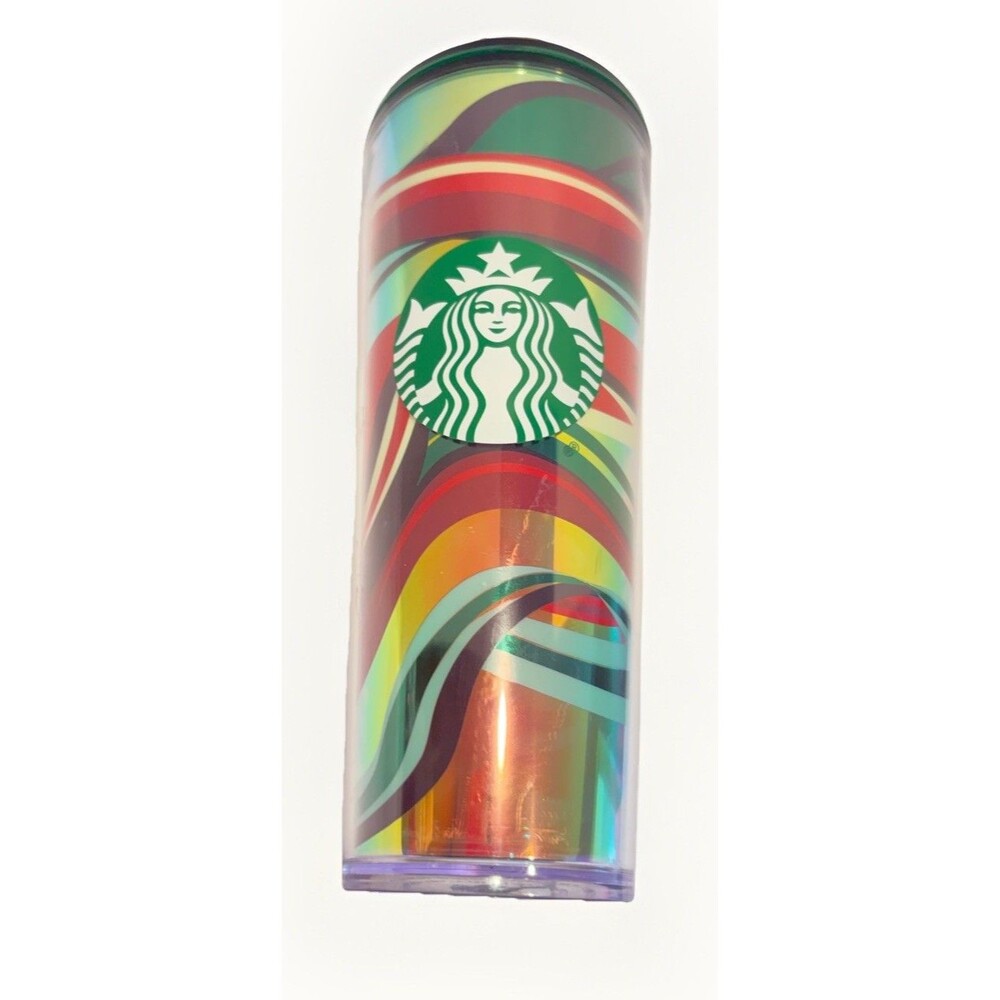 Starbucks Christmas 2021  Holiday Swirl Tumbler Cold Cup Black Red Green 24 Oz